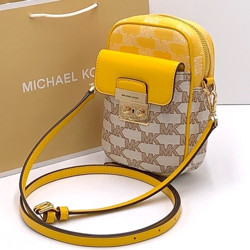 MICHAEL KORS SLOAN EDITOR SMALL NS TOP ZIP FLAP PACKET XBODY BUTTER MULTI